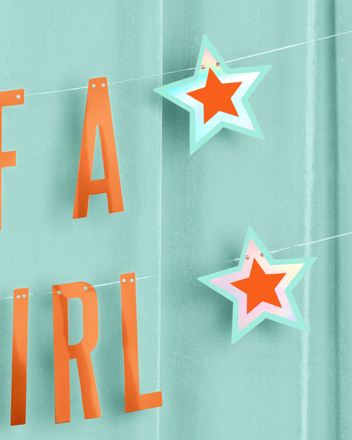 Life Of A Bday Girl Banner - orange foil banner