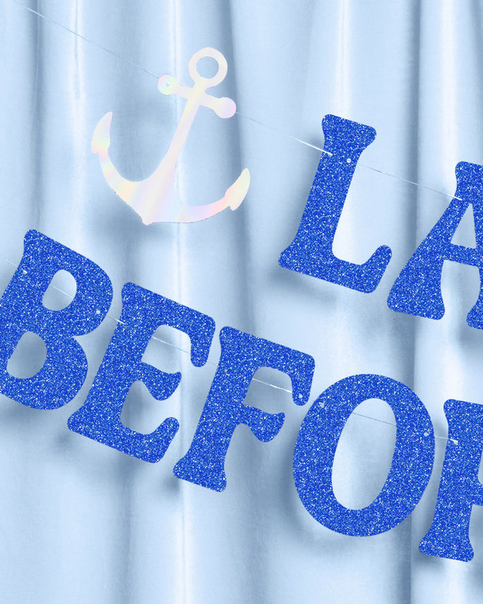 Last Sail Before the Veil Banner - blue glitter + iridescent banner