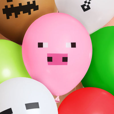 Pixel Mining Game Balloon Pack - 25 latex balloons