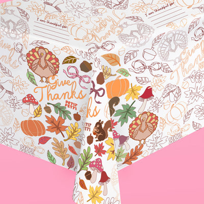 Give Thanks Paper Tablecloth - coloring tablecloth