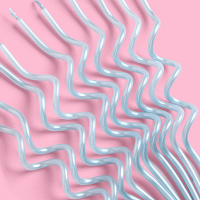 Pearl Blue Candles - 10 wavy candles