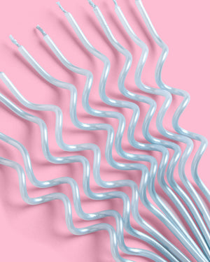 Pearl Blue Candles - 10 wavy candles
