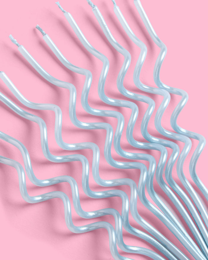 Pearl Blue Candles - 10 wavy candles