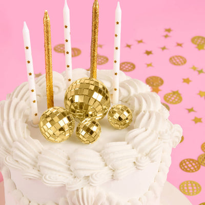 Gold Disco Topper - 4 disco ball cake toppers