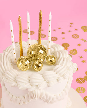 Gold Disco Topper - 4 disco ball cake toppers