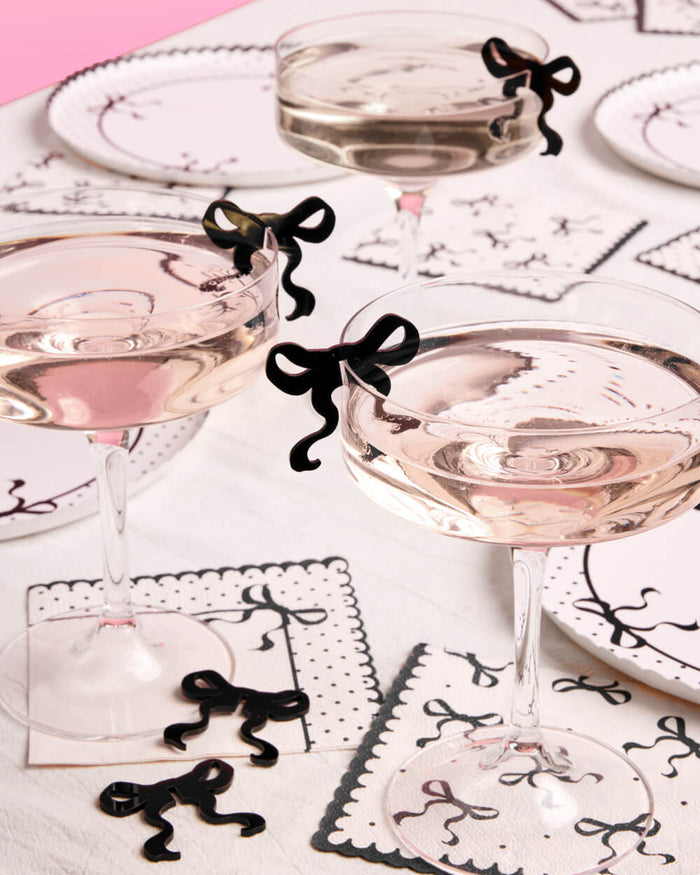 Little Black Bow Drink Markers - 8 drink markers