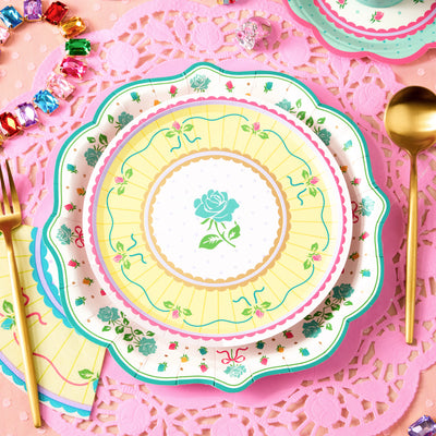 Tea Party Plates - 32 pastel floral plates