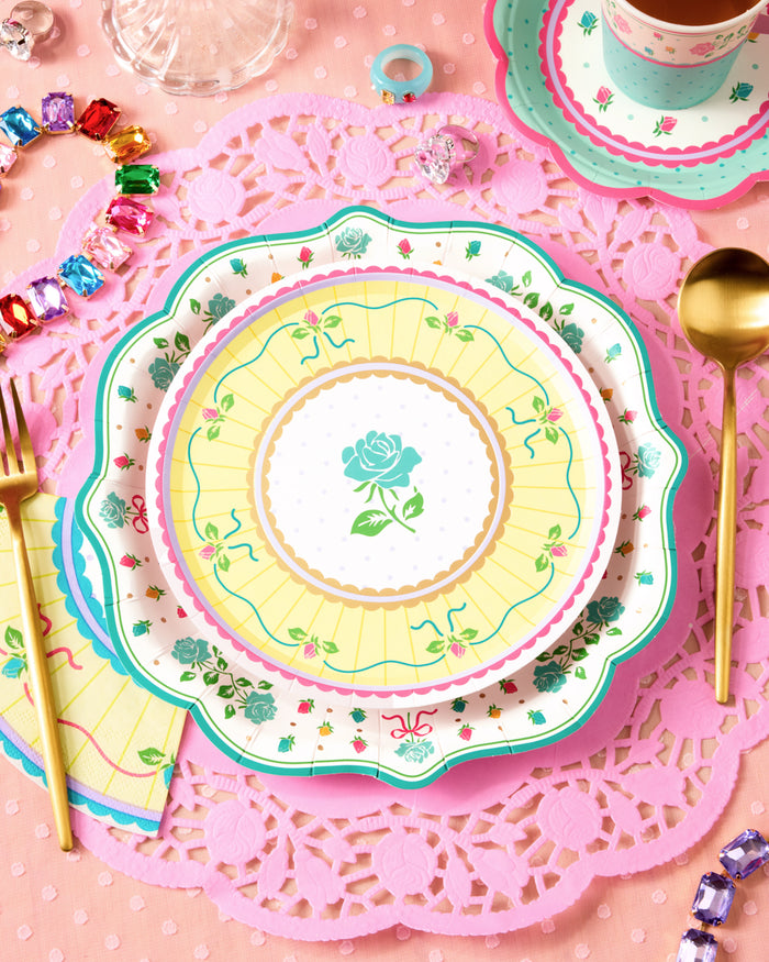 Tea Party Plates - 32 pastel floral plates