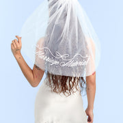 Marriage Material Veil - embroidered veil w/ pearls