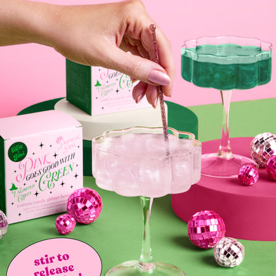 Pink + Green Glitter Bombs - 4 cotton candy glitter bombs