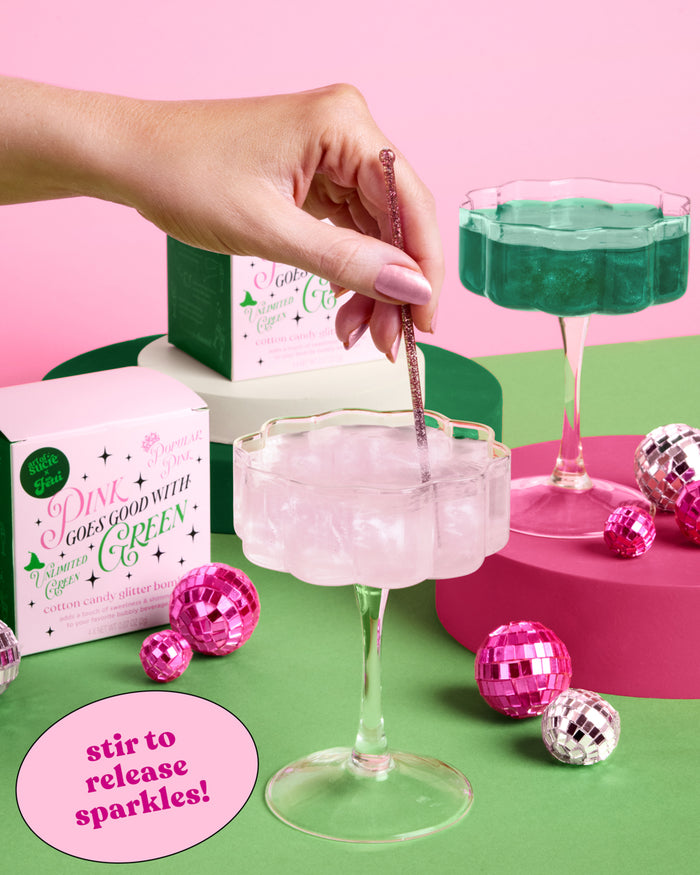 Pink + Green Glitter Bombs - 4 cotton candy glitter bombs