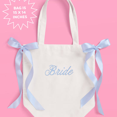 Tying the Knot Tote - embroidered canvas tote w. bows