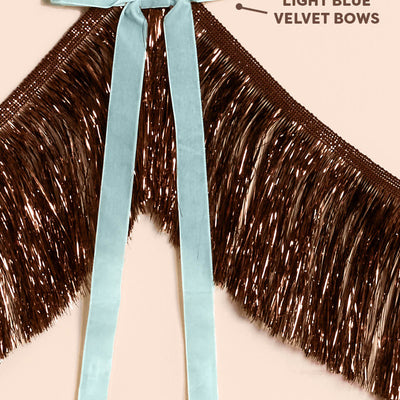 Espresso Bow Banner - fringe + velvet bows