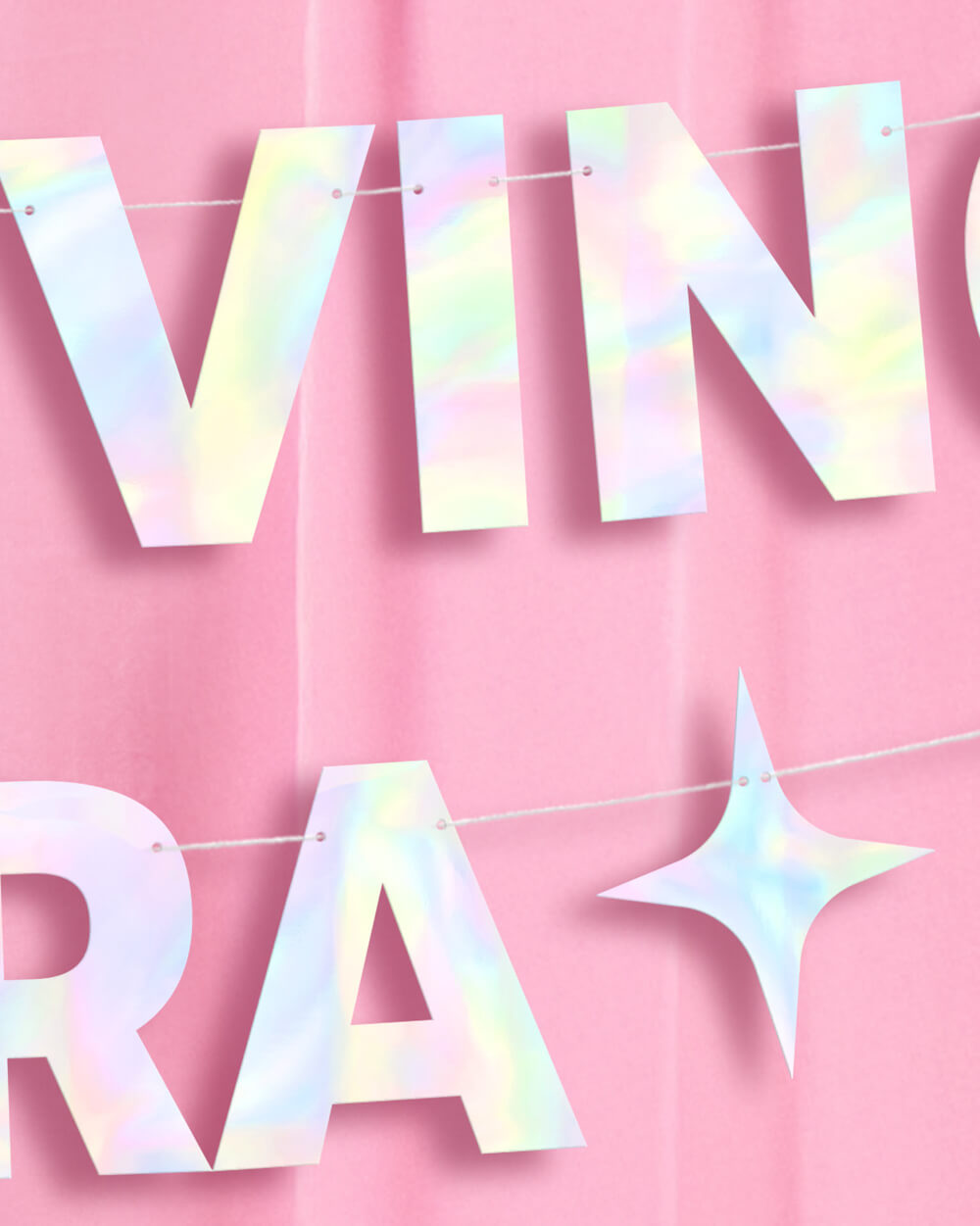It's Giving Libra Banner - iridescent foil banner