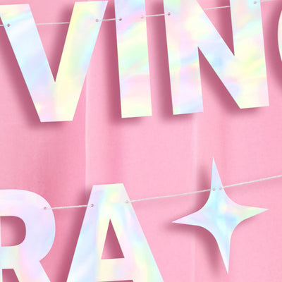 It's Giving Libra Banner - iridescent foil banner