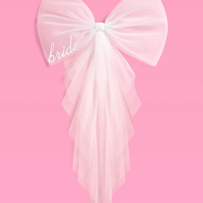 Embroidered Bride Bikini Bow - clip on bathing suit bow