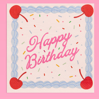 Bday Cake Napkins - 25 sprinkle napkins