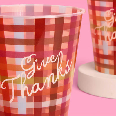 Give Thanks Plaid Cups - 16 fall party cups