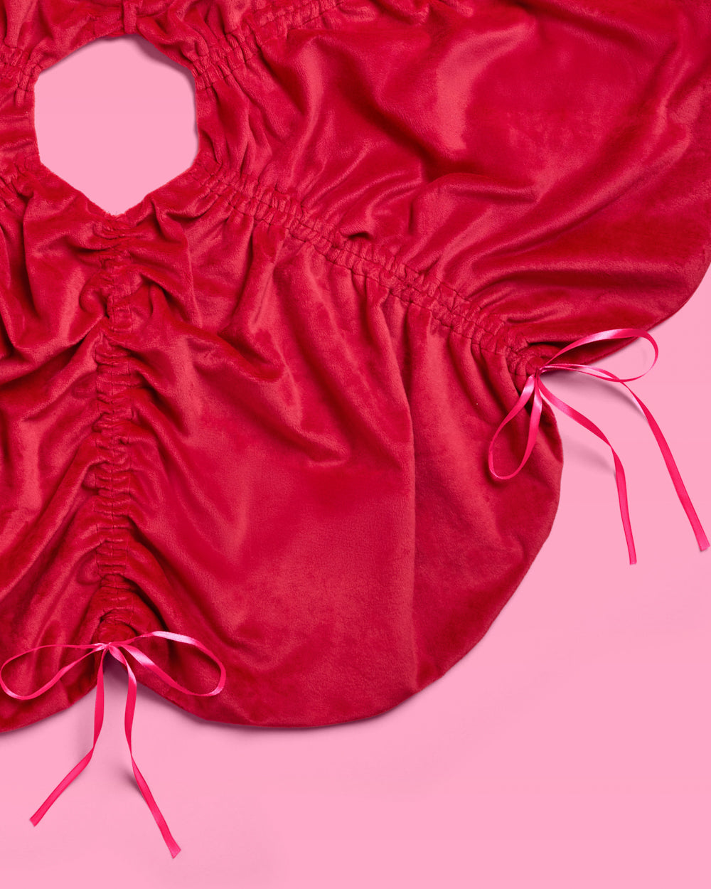 Red Velvet Tree Skirt - ruched tree skirt