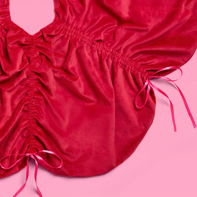 Red Velvet Tree Skirt - ruched tree skirt