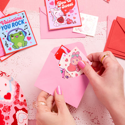 Kawaii V-Day Card Set - 24 cards + tattoos