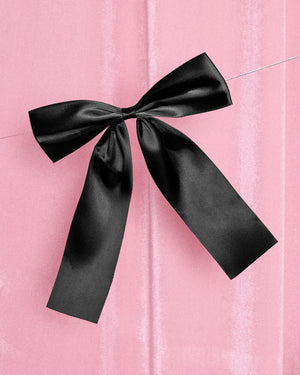 Little Black Bow Banner - black glitter banner