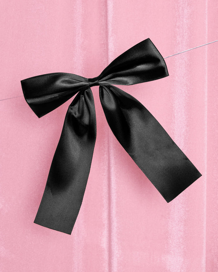 Little Black Bow Banner - black glitter banner