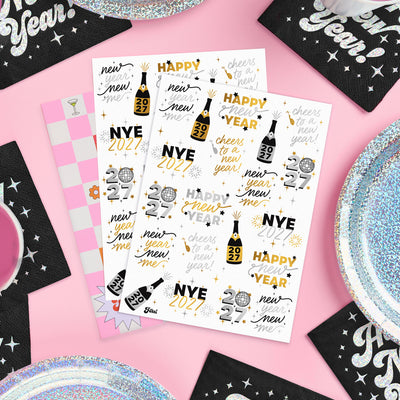 Metallic NYE Tats - 40 foil temporary tattoos