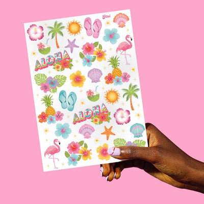 Tropical Glitter Tattoos - 2 temporary tattoo sheets