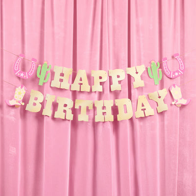 HBD Cowgirl Banner - gold foil banner