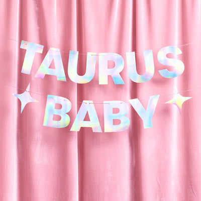 Taurus Baby Banner - iridescent foil banner