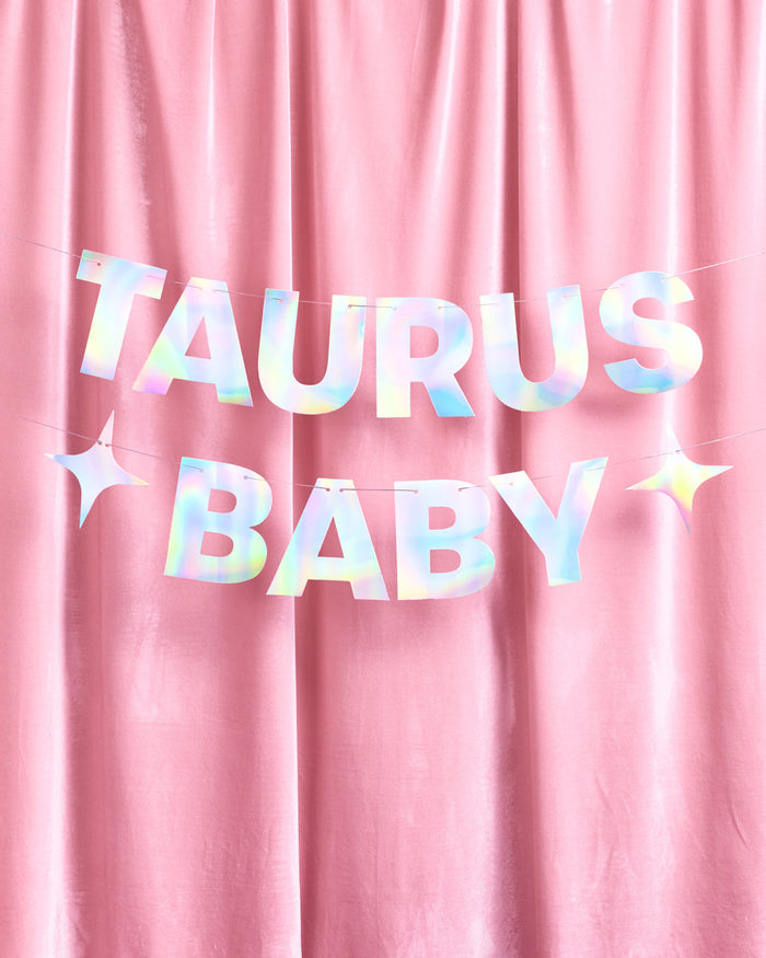 Taurus Baby Banner - iridescent foil banner