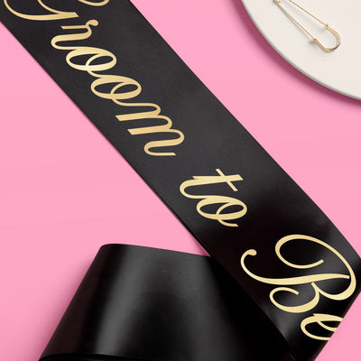 Bride and Groom Sash Duo - black + white satin sashes