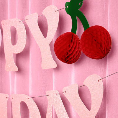 Cherry Bday Banner - 3D glitter banner