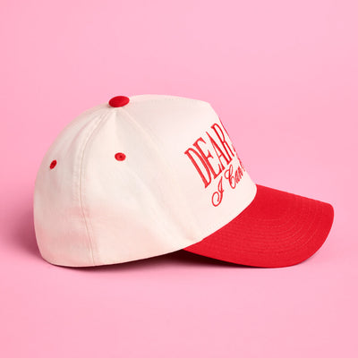 Dear Santa Trucker Hat - red + cream embroidered cap