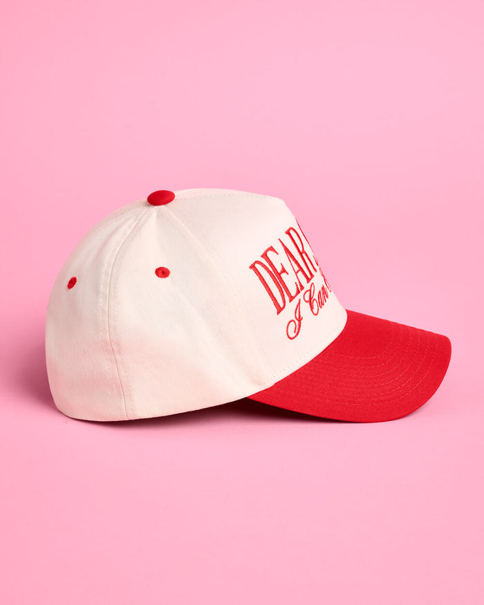 Dear Santa Trucker Hat - red + cream embroidered cap