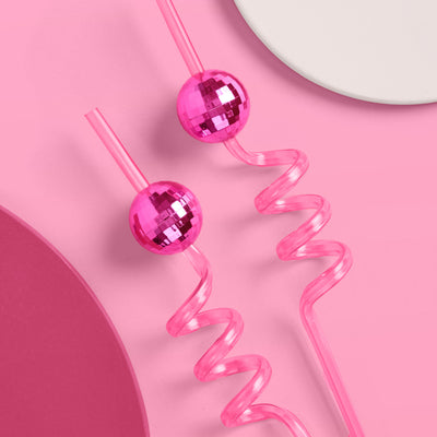 Pink Disco Straws - 16 reusable straws