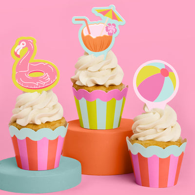 Pool Party Cupcake Toppers - 24 pc set