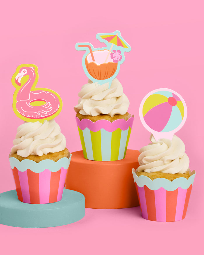 Pool Party Cupcake Toppers - 24 pc set
