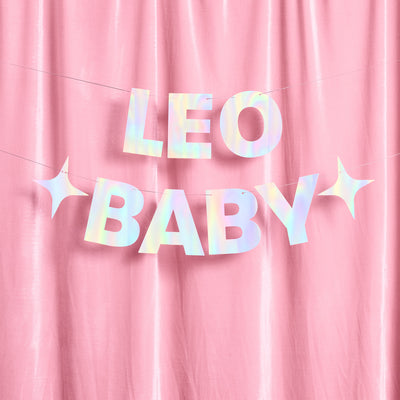 Leo Baby Banner - iridescent foil banner