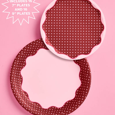 Wine Not Plate Set - 32 polka dot plates