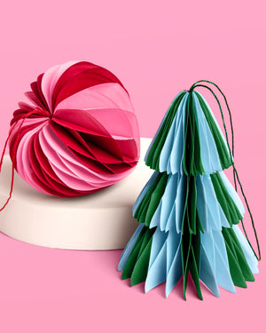 3D Paper Ornament Set - 6 piece ornament set
