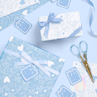 Something Blue Wrapping Paper Set - 12 sheets + 16 tags