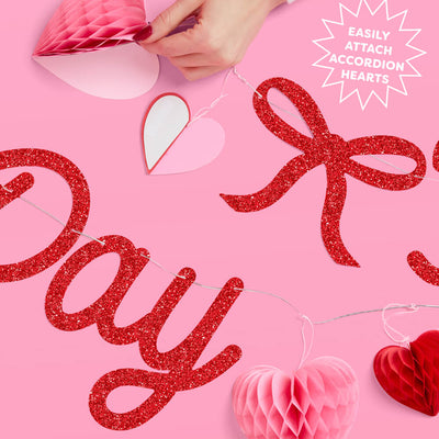 Happy Vday Banner - 3D glitter banner