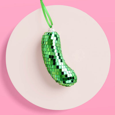 Disco Pickle Ornament - green disco ornament