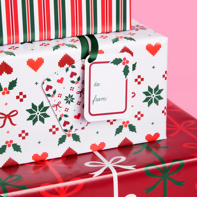 A Merry Mix Wrapping Paper Set - 12 sheets + 16 tags