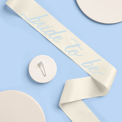 Coastal Bride Sash - ivory + blue satin sash