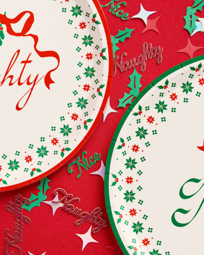 Naughty or Nice Plates - christmas dessert plates