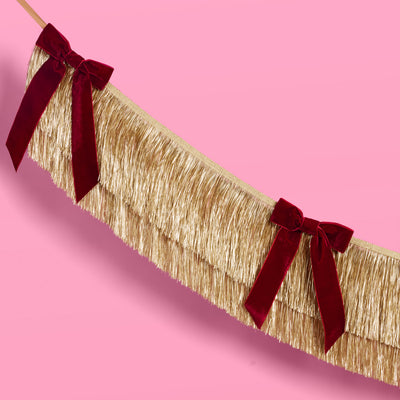 Golden Bow Fringe - layered fringe + velvet bows