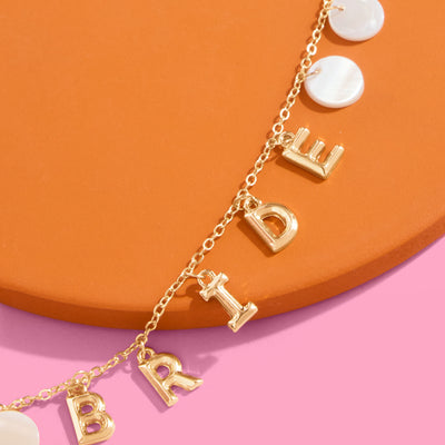 Bride Anklet - gold + mother of pearl discs